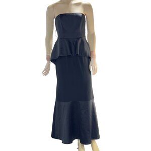 WHITE by VERA WANG Women’s Dress Black Strapless Peplum Full Length Size 4